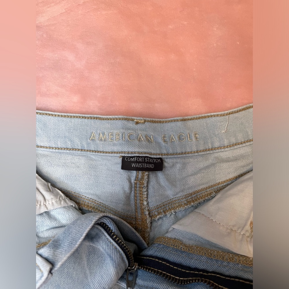 American Eagle Lightwash Distressed Jean Shorts - Picture 2 of 3